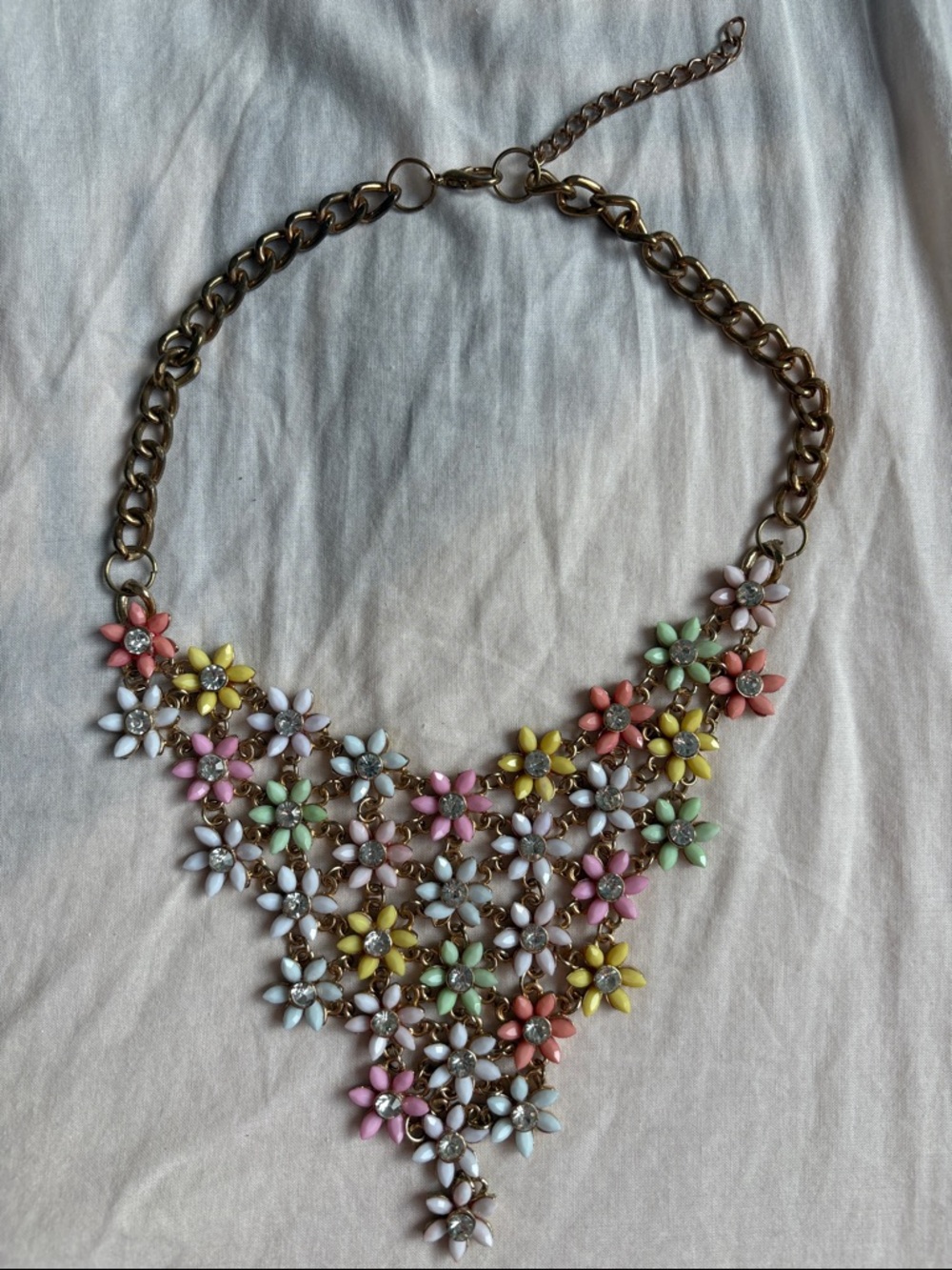 Pastel Floral Statement Necklace - Multicolor